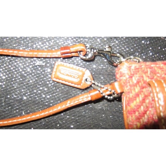 Coach Scaro Hampton Soho Herringbone Camel Leather Rose Tweed Wool Wristlet - Picture 7 of 15